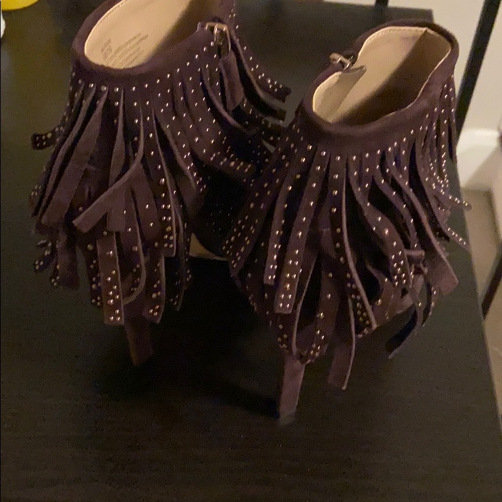 BCBGMaxAzria Leather Peep Toe Booties - Picture 3 of 5